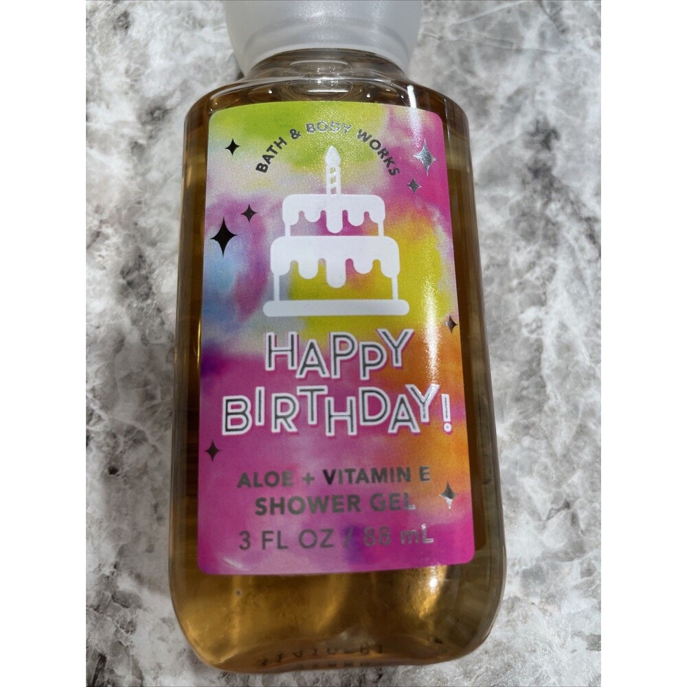 Bath & Body Works Travel Shower Gel Wash Aloe Vitamin E Yay HAPPY BIRTHDAY Cake - Picture 2 of 4